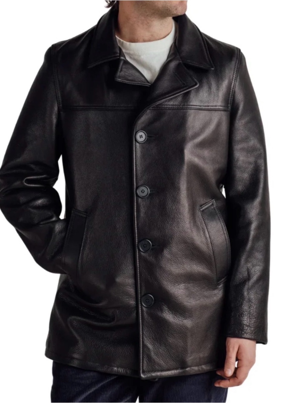Armani Collezioni Authentic Leather Coat | Black | Size X-Large
